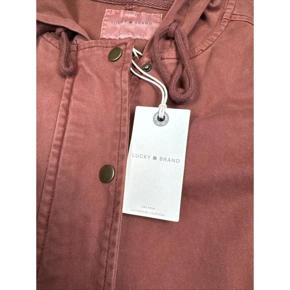 NWT Lucky Brand Jacket Women's XS Maroon Red Hooded Utility Military Stretch - Picture 7 of 16